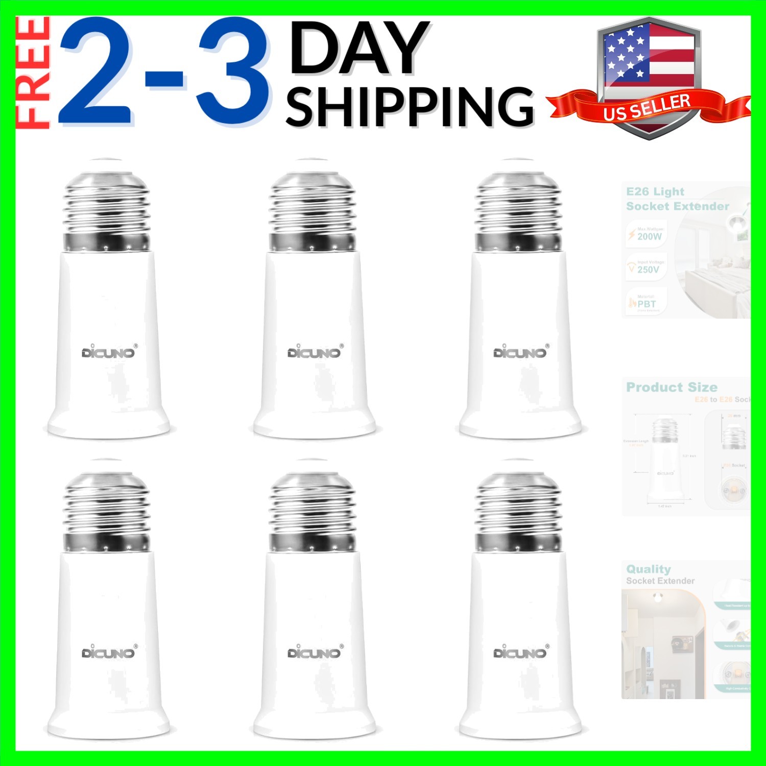 E26 Socket Extender, E26 Standard Medium Base Lamp Bulb Socket Adapter of 5CM... gallery