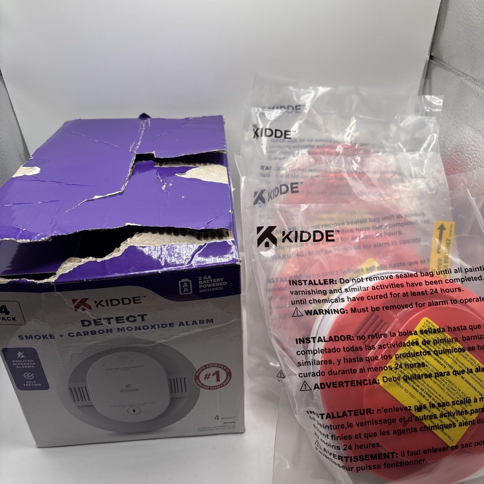 Kidde 30CUDR Smoke & CO Alarm 4 Pack Photoelectric AA Battery Open Box gallery