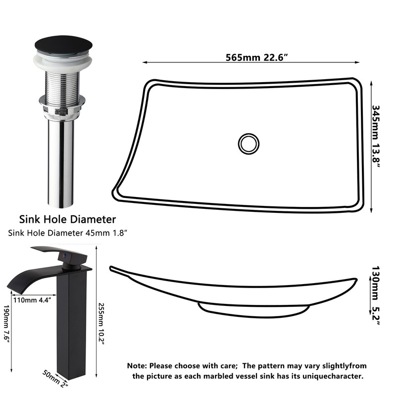Stone Bathroom Rectangle Vanity Vessel Sink Above Counter Basin & Drain Faucet gallery