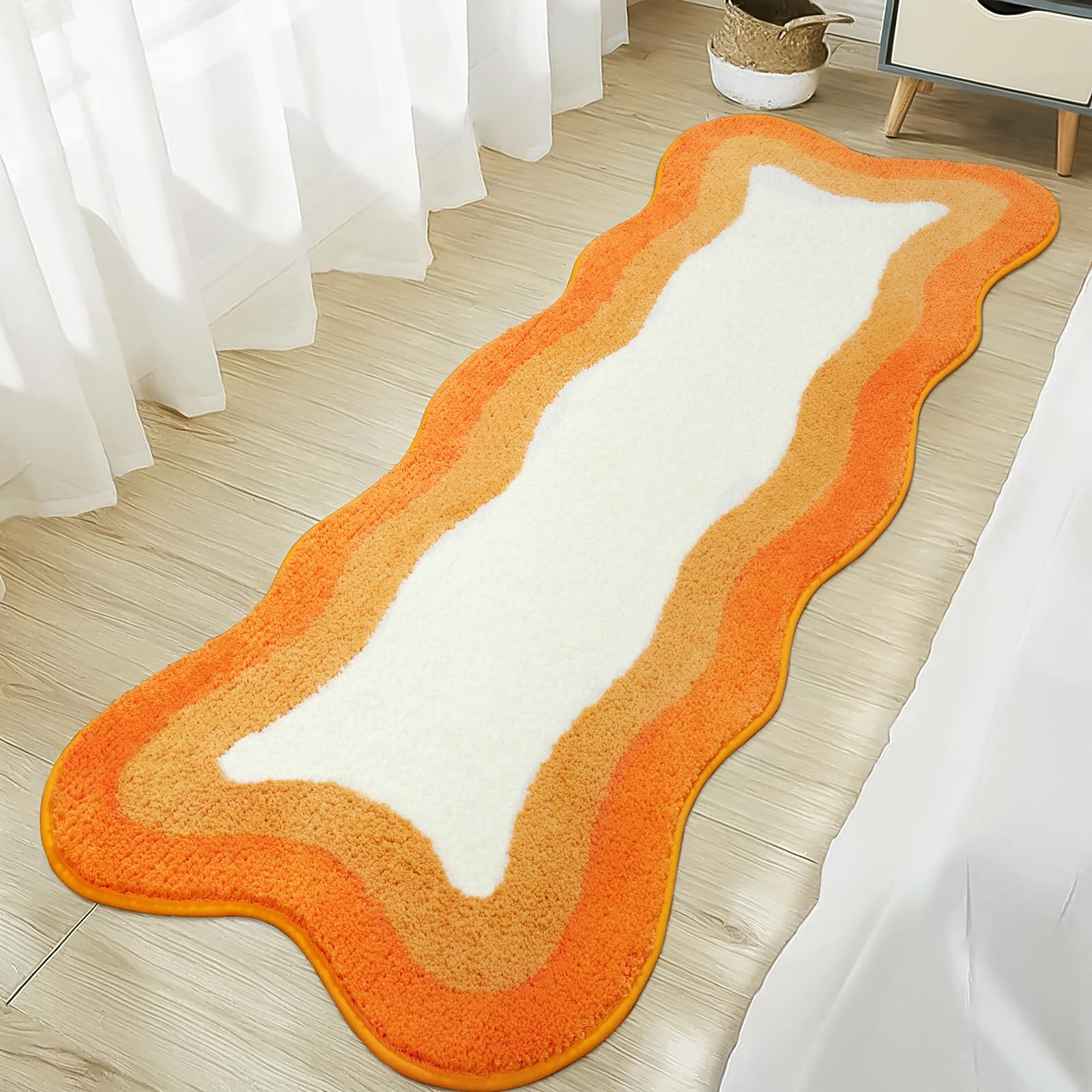 Irregular Shape Bathroom Runner Rug 18x47 Inch Orange Gradient Soft Non Slip gallery