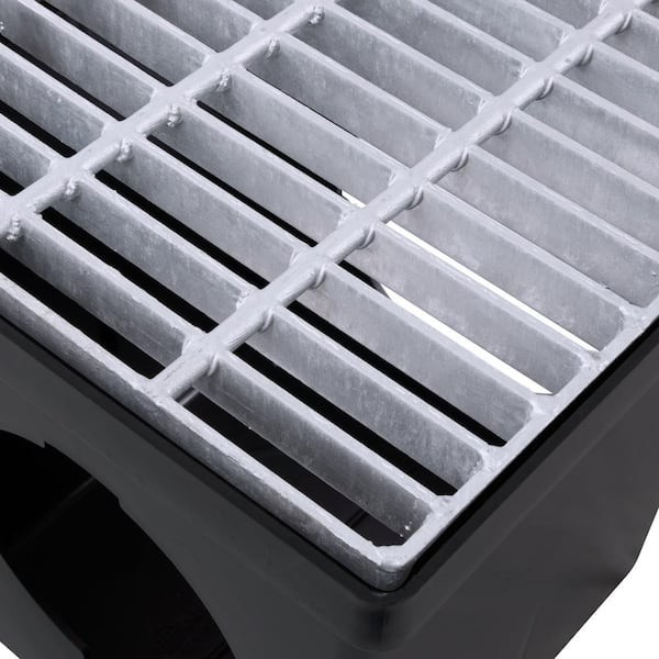 NDS 12" Square Catch Basin Drain Kit Steel Grate 2 Outlets Adapters Plug gallery