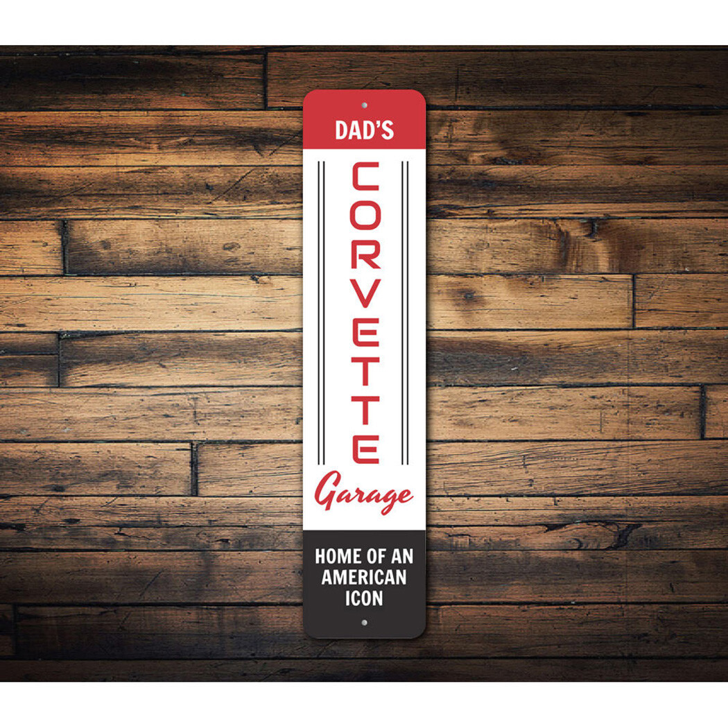 Vertical Dad's Chevy Corvette Garage Metal Sign Chevrolet Automotive Car Man gallery
