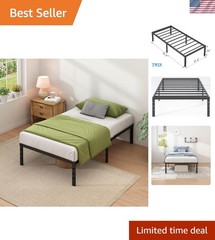 Space-Saving Twin Metal Bed Frame with Easy Assembly & Under-Bed Storage – Black