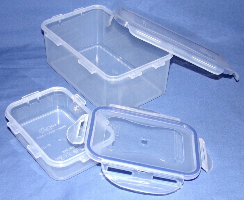Lock & Lock 5 Containers 152oz w/handle in Lid 47oz 27oz 20oz 12oz Rectangles gallery