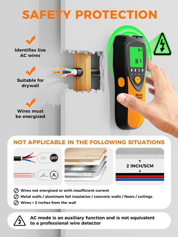 Stud Finder Wall Scanner Sensor - 5 in 1 Electronic Stud with LCD Display & A... gallery