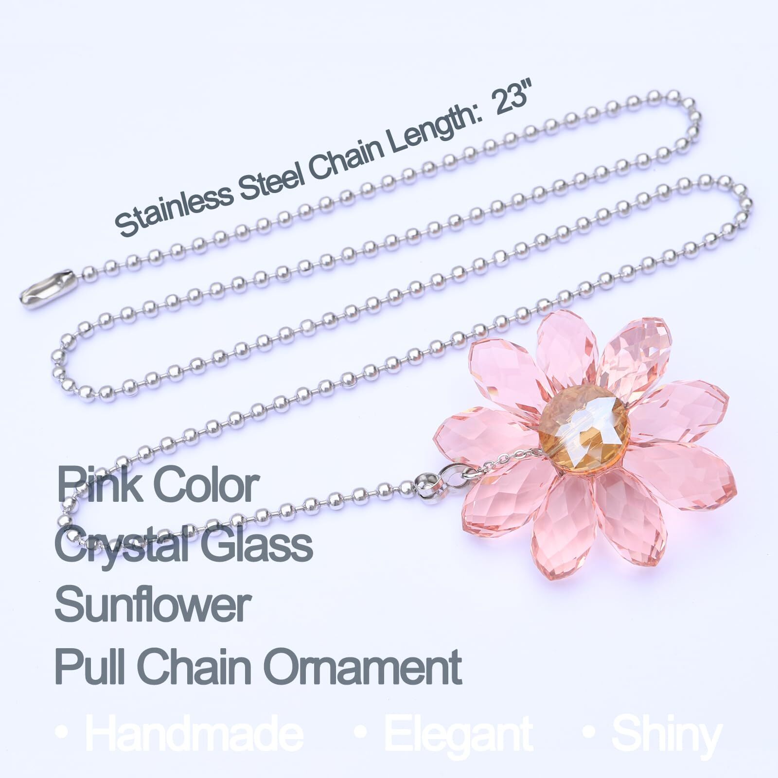 Ceiling Fan Pull Chain 2 Pieces 1.8 Crystal Glass Flower Pendants with 24 Cei gallery