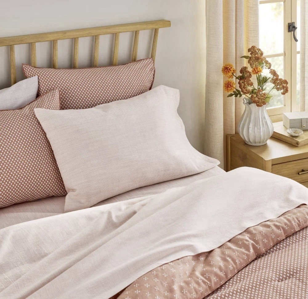 4pc KING MicroStripe Sheet Set Rust - Hearth & Hand with Magnolia NEW!