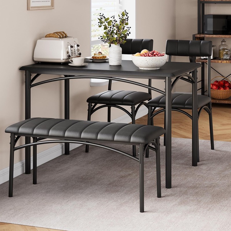 4-Piece Rectangular Dining Room Table Set With 2 Upholstered Chairs and 1 Bench gallery