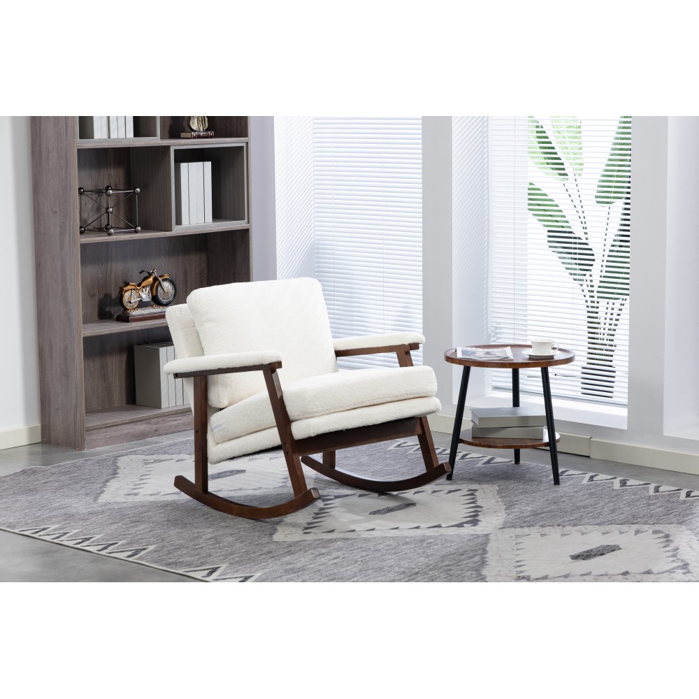Mid Century Modern Accent Chair ,rocking chair with Wood Frame, Upholstered gallery