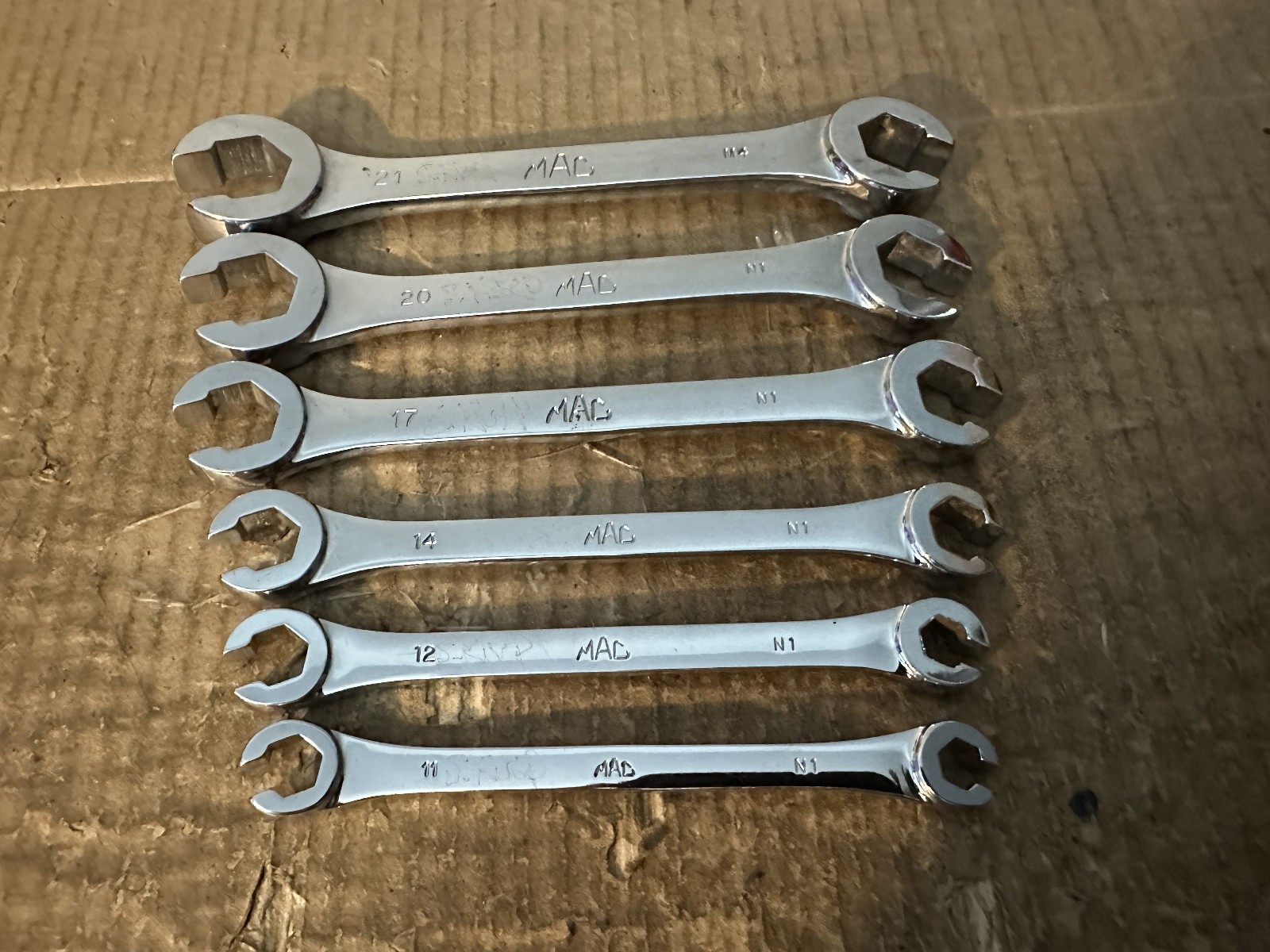 MAC TOOLS 6 PIECE CHROME METRIC FLARE NUT LINE WRENCH SET 9 MM - 2 1MM USA gallery