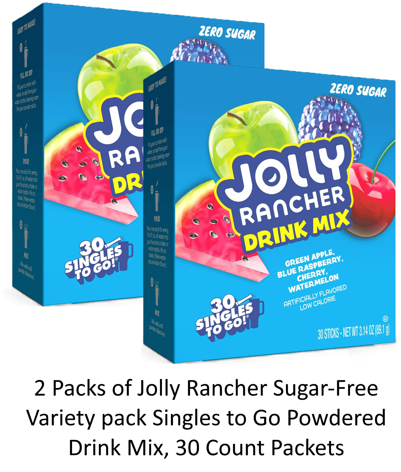 (2 Pack) Jolly Rancher Variety Pack Sugar-Free Drink Mix Singles To Go-30 Count gallery
