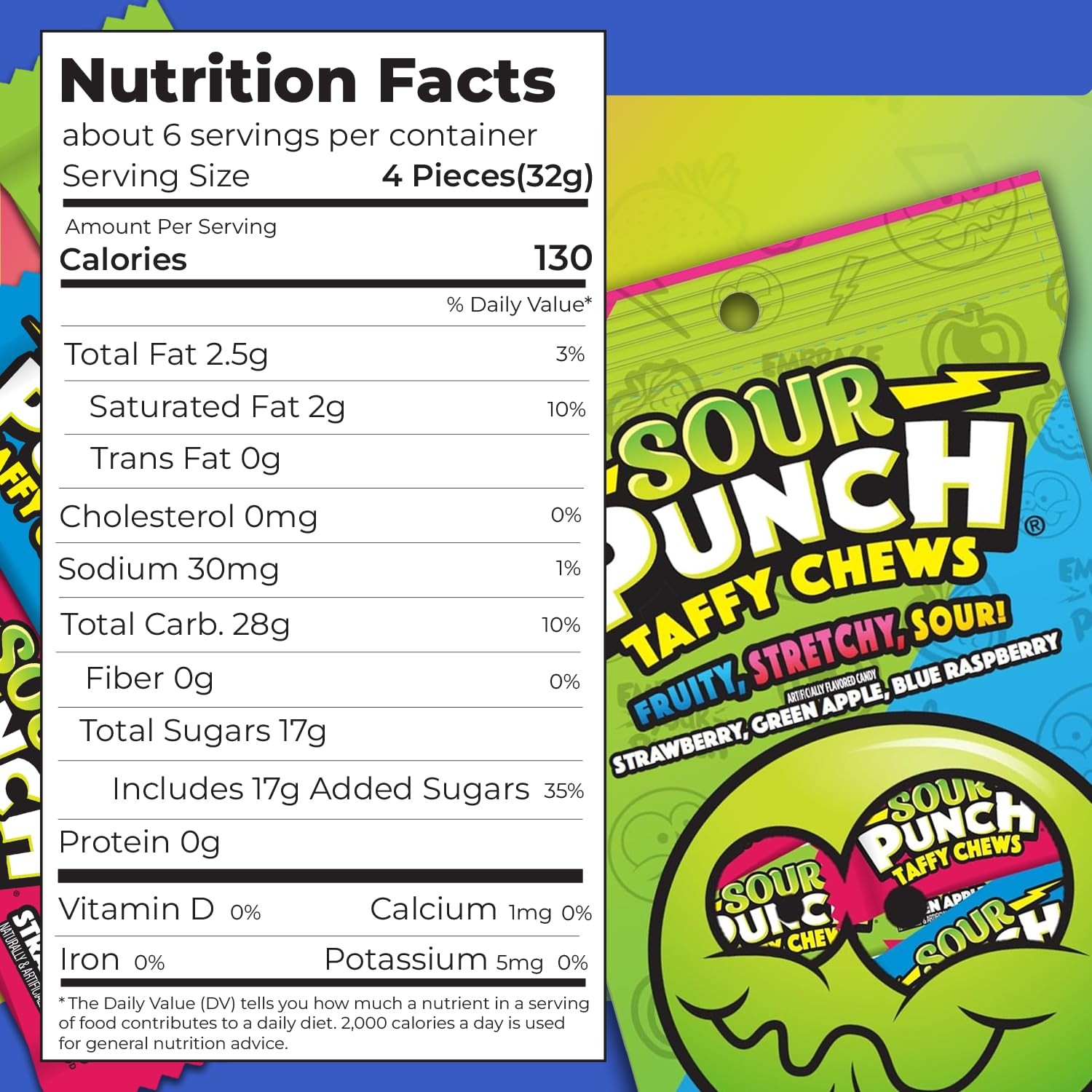 Sour Punch Taffy Candy Chews - 7 oz Bag (Pack of 1) - (Strawberry, 7 ounces gallery