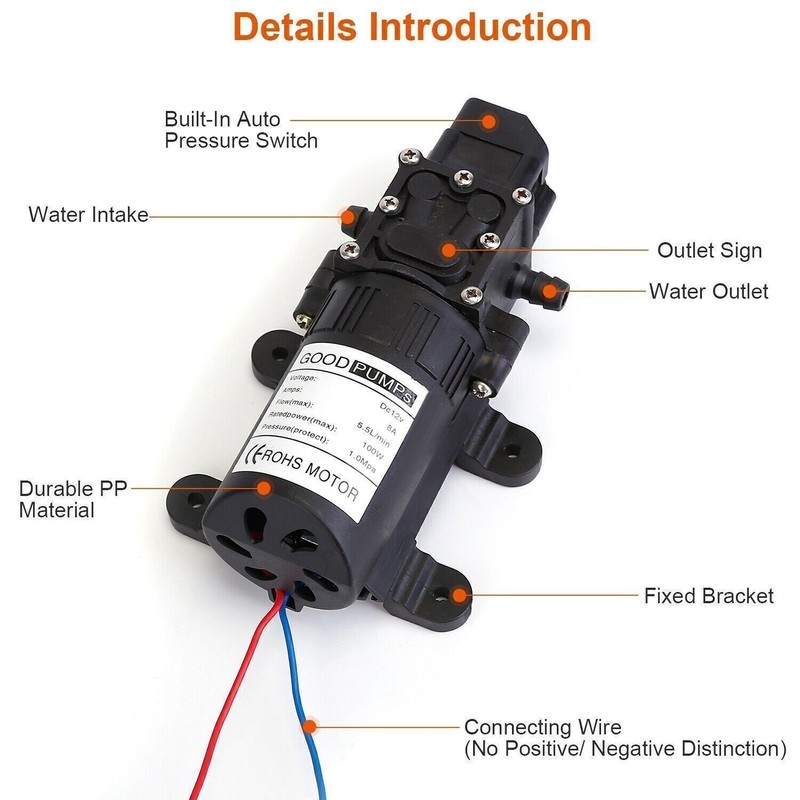 Water Pump 12V High Pressure Self Priming Sprayer 123PSI Diaphragm Auto Switch gallery