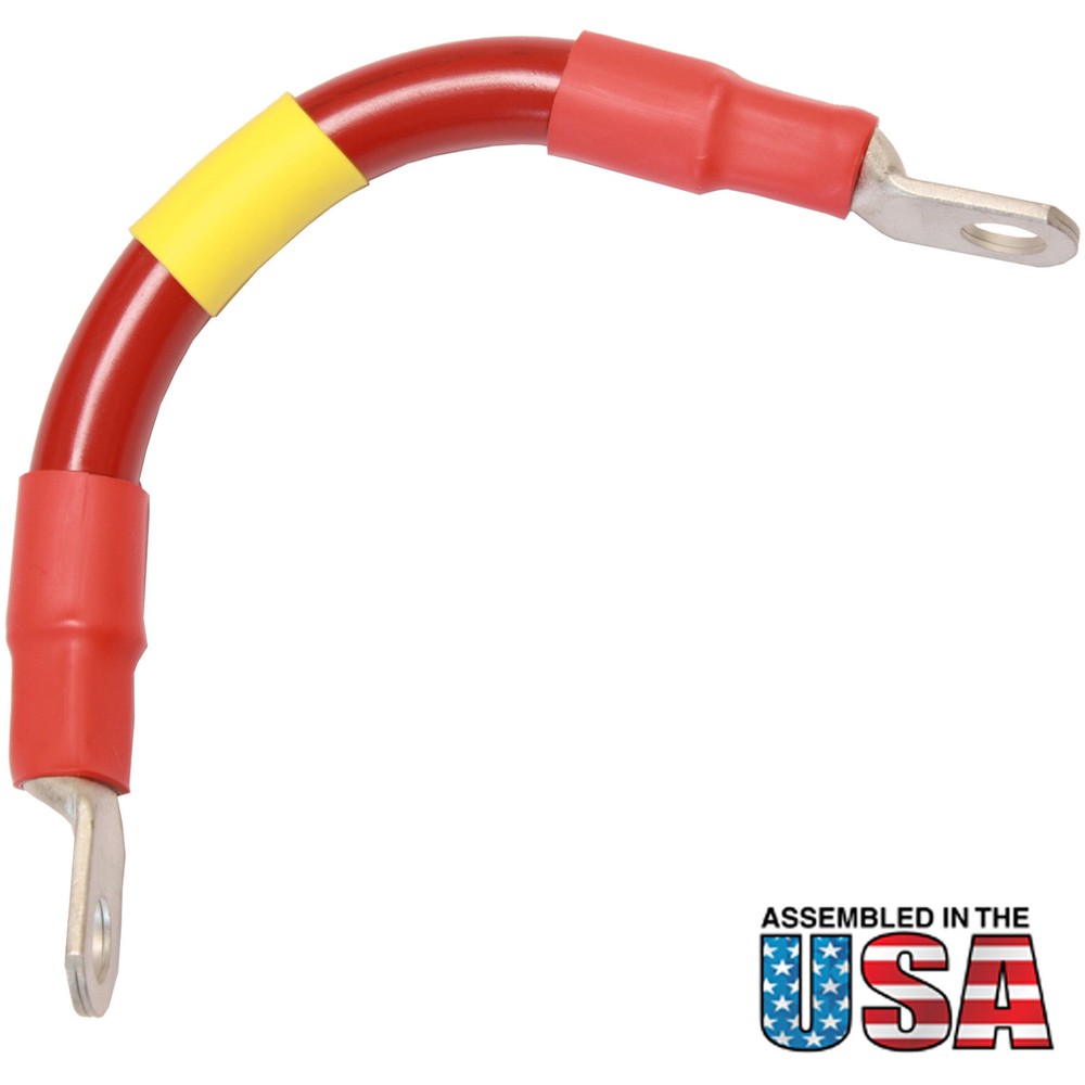 AWG #1/0 Red Battery Interconnect Cable 6" with 3/8" Lugs ASSEMBLED IN USA