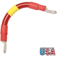 AWG #1/0 Red Battery Interconnect Cable 6″ with 3/8″ Lugs ASSEMBLED IN USA