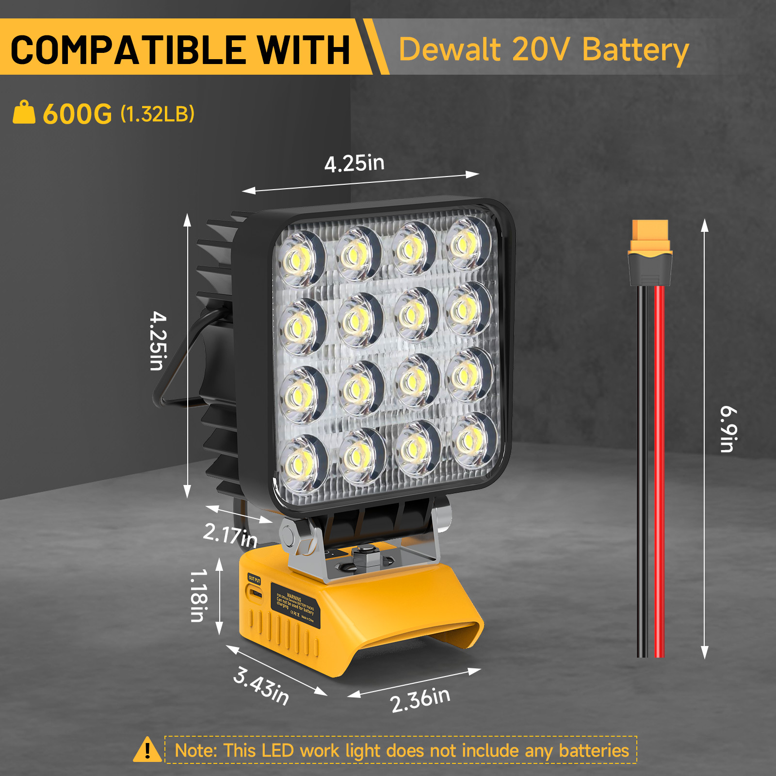 Upgraded 20V LED Work Light 6000LM for Dewalt 20V Battery Safe Cordless Lamp gallery