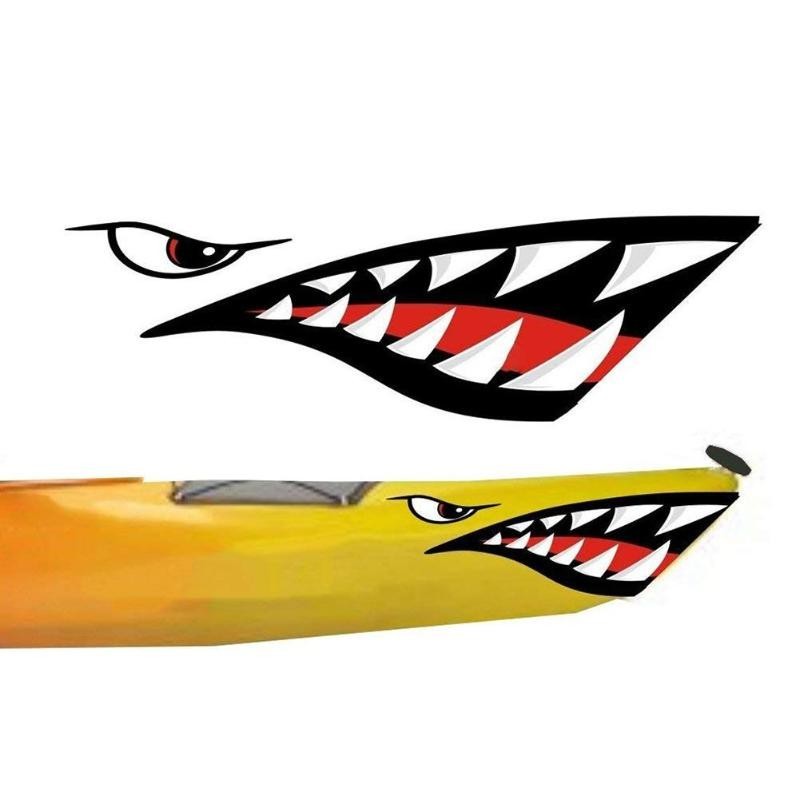 2 Shark Teeth Mouth Reflective Decals Graphics Sticker for Kayak Canoe Car Truck gallery