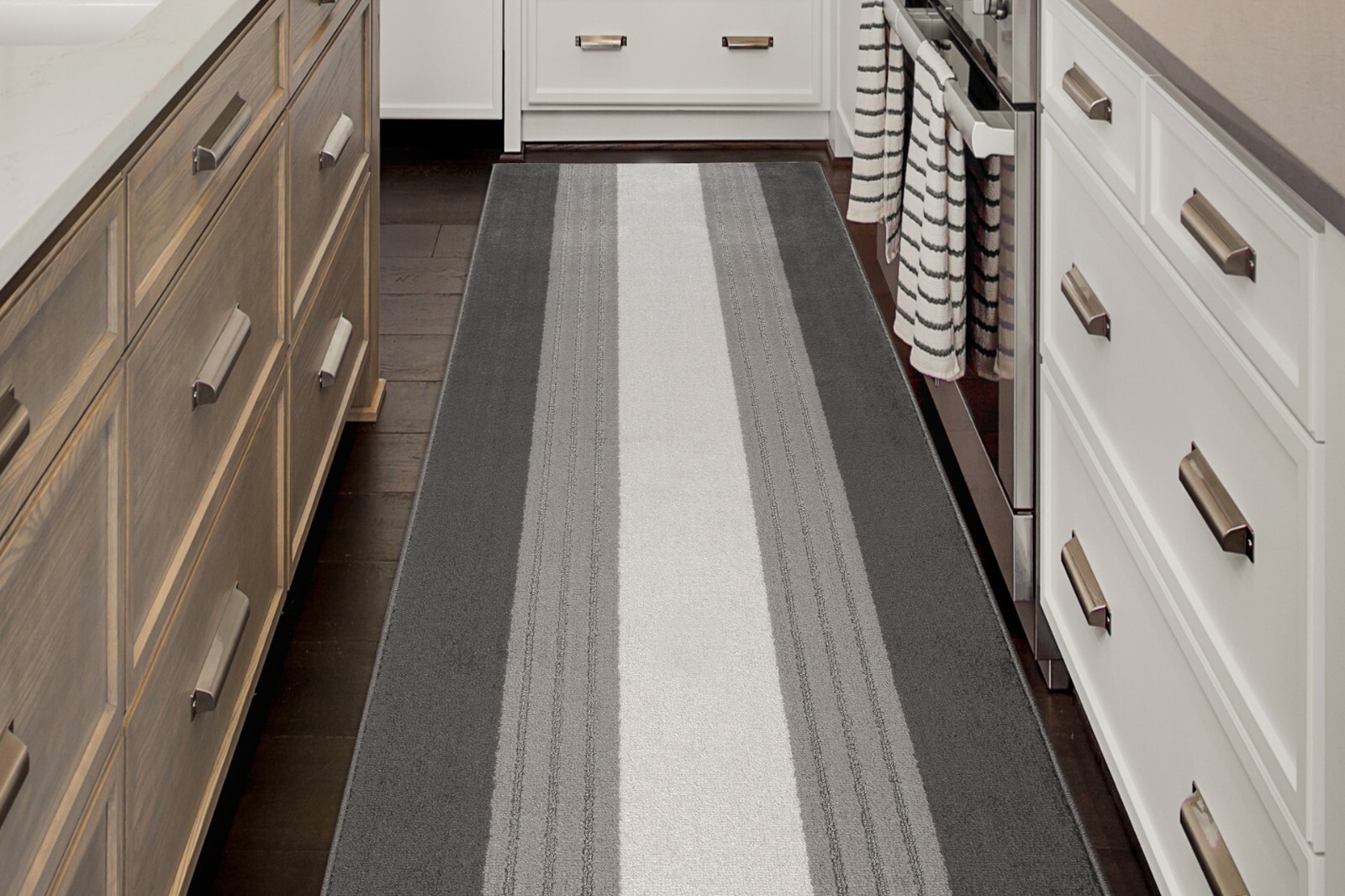 Custom Size Hallway Runner Rug, Non Slip, 26 Wide X Your Choice of Length, Grey gallery