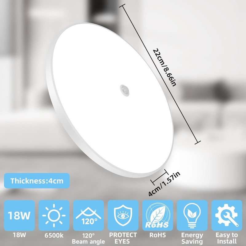 Motion Sensor Ceiling Light Wired, LED Flush Mount Ceiling Light Fixture 18W/36W gallery