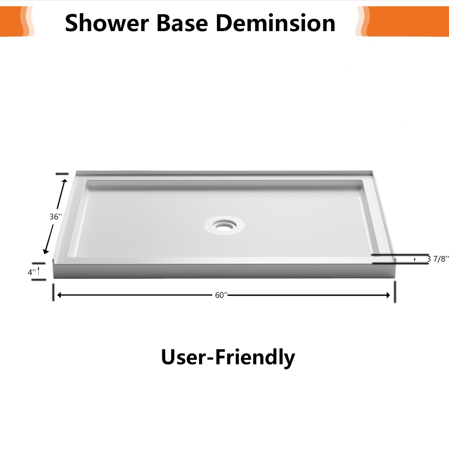 Long Lasting White 60''L x 36'' W Shower Pan High Quality Drain Shower Base Pan gallery