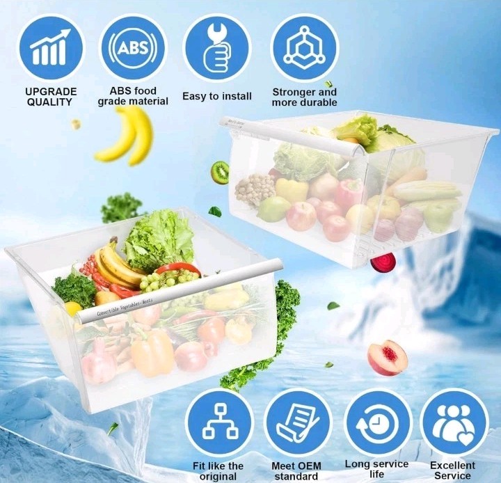 2 PACK]UPGRADED 2188656 (Upper) Refrigerator Crisper Bin & 2188664 (Lower)... gallery