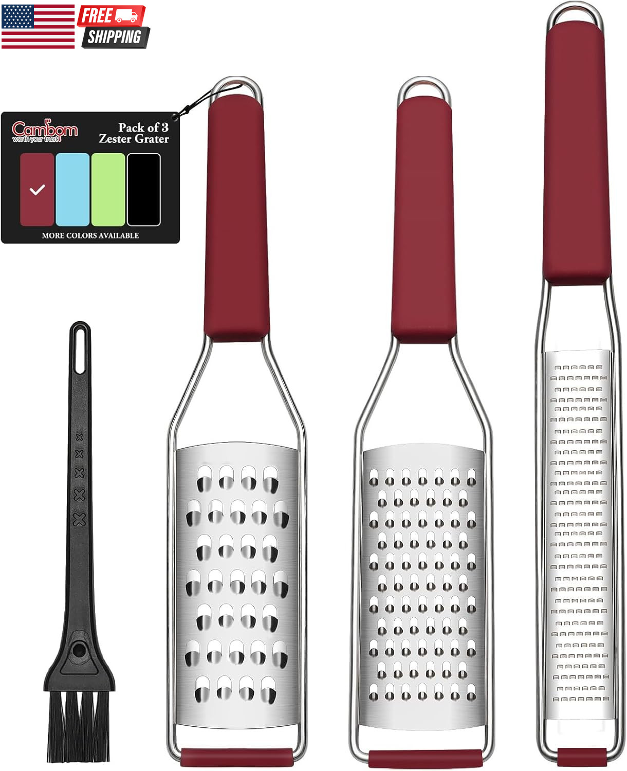 Lemon Zester Grater Three-Piece Suit - Heavy Duty Kitchen Tool for Parmesan Chee gallery
