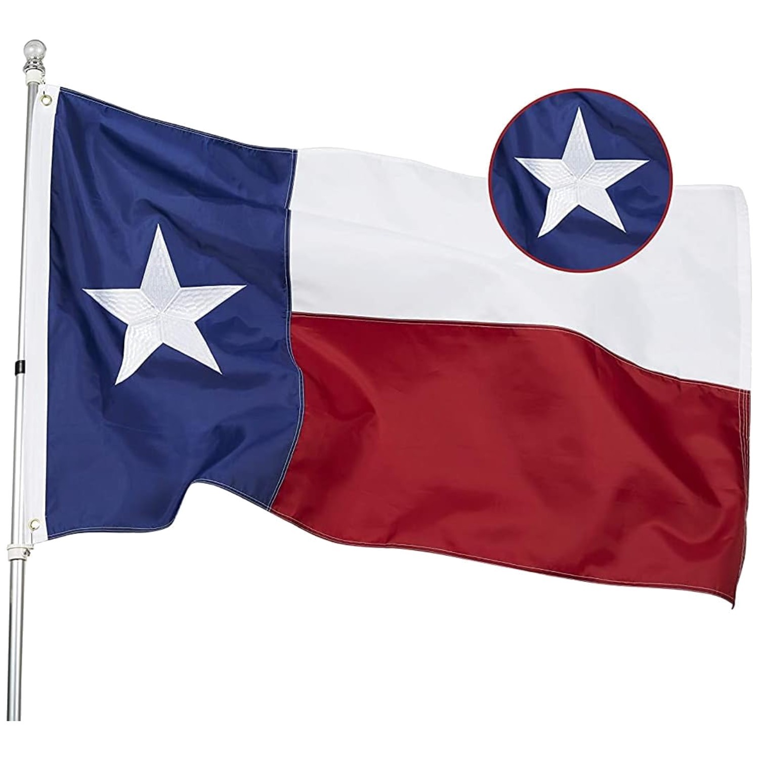 5x8ft Texas Flag - Vivid Colors - Brass Grommets gallery