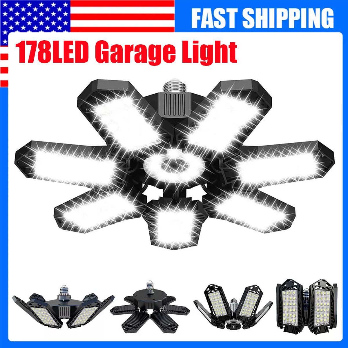 12000000LM LED Garage Light Bright Work Shop Ceiling Light Deformable Bulb Lamp gallery