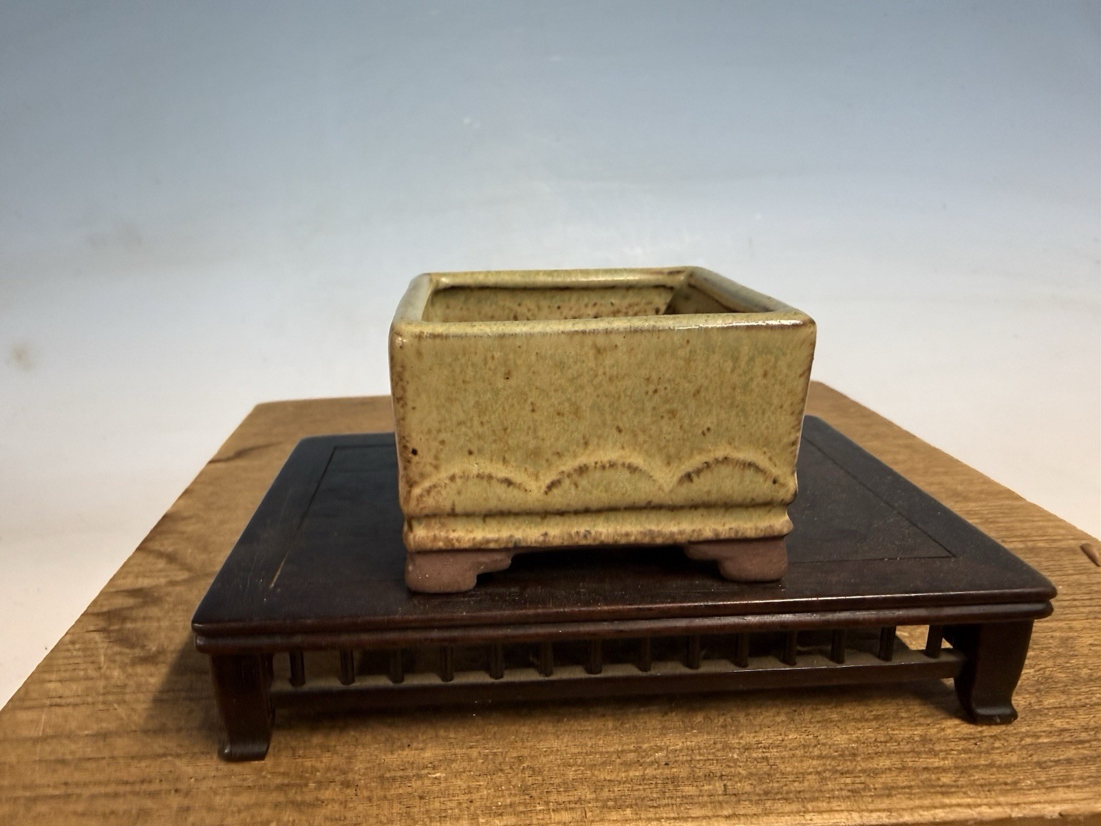 Glazed Shohin Sized Bonsai Tree Pot Made By Tosui 2 3/4 By 1 7/8” Great Design gallery