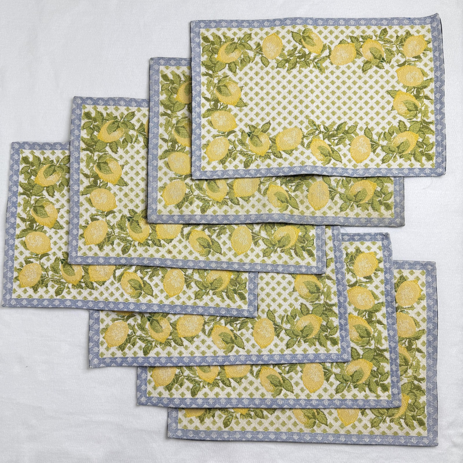 Lemon Lattice Fruit Woven Placemats Farm Decor Set 6 Rectangle Kitchen Table gallery