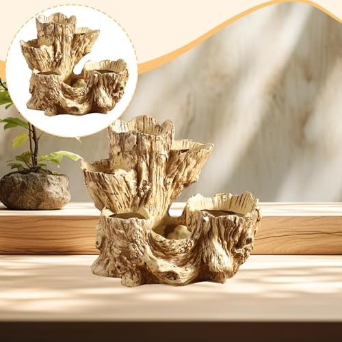 Tree Stump Flower Pot Plant Pot Decors Sculpture Planters Indoor Plants Wood gallery