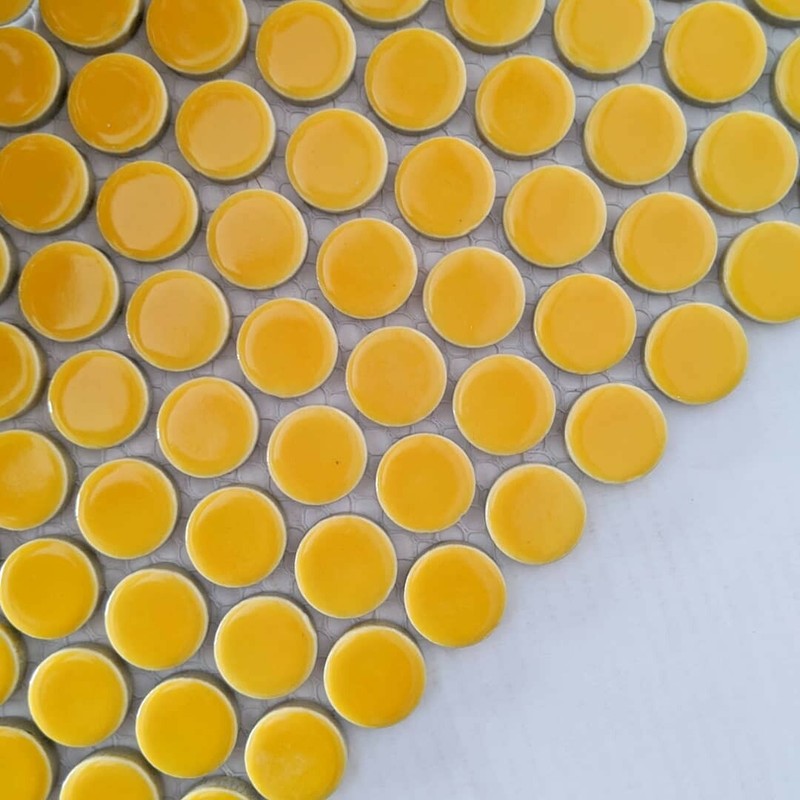 Yellow Penny Round Mosaic Tile For Wall & Floor gallery