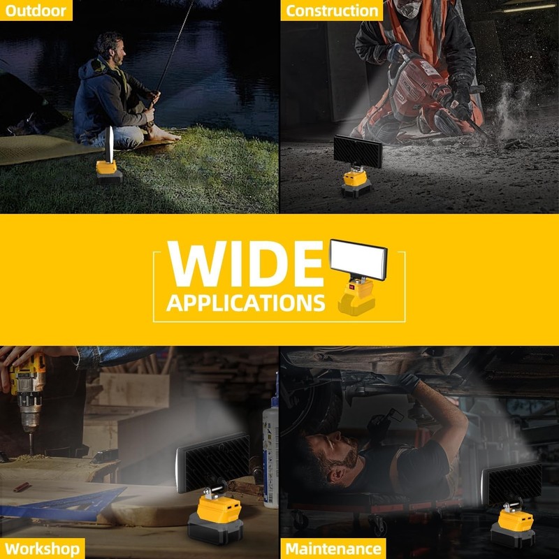 Cordless 8" LED Work Light 90W 5400LM for DeWalt 20V Battery USB gallery