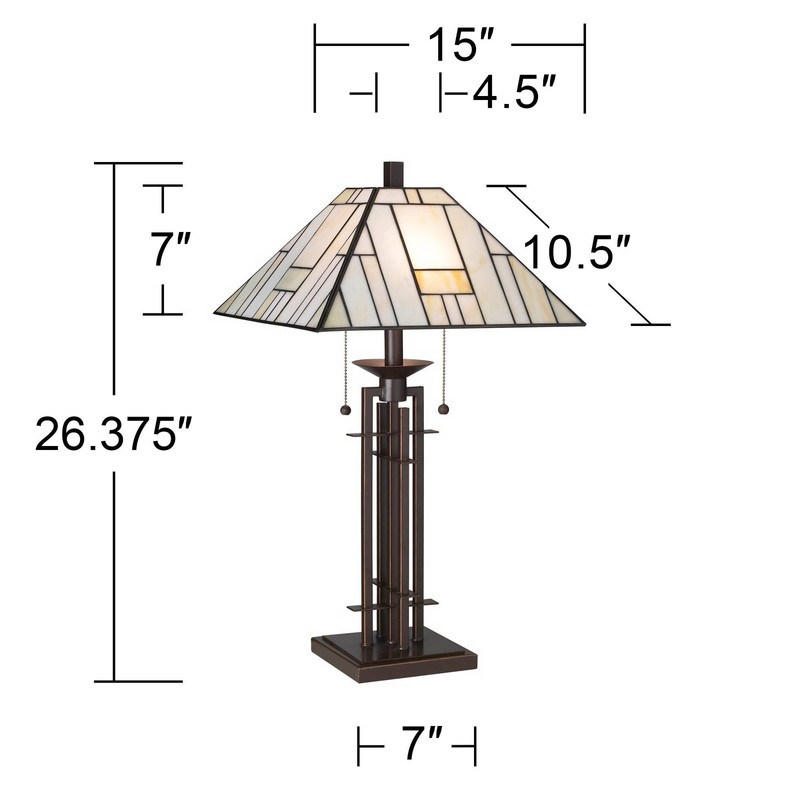 Mission Table Lamp 26 1/2" High Wrought Iron Bronze with Dimmer Bedroom Bedside gallery