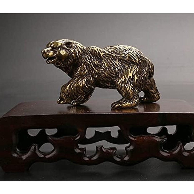 Solid Brass Bear Figurine Statue Animal Figurines Toy House Desktop Decoration gallery