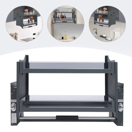 Pull Down Shelf Upper Kitchen Wall Cabinet Storage Organizer Dark Grey USA gallery