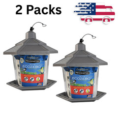 2 Pennington Earth Smart, Gray Plastic, Hopper Wild Bird Feeder, 2.5 lb Capacity