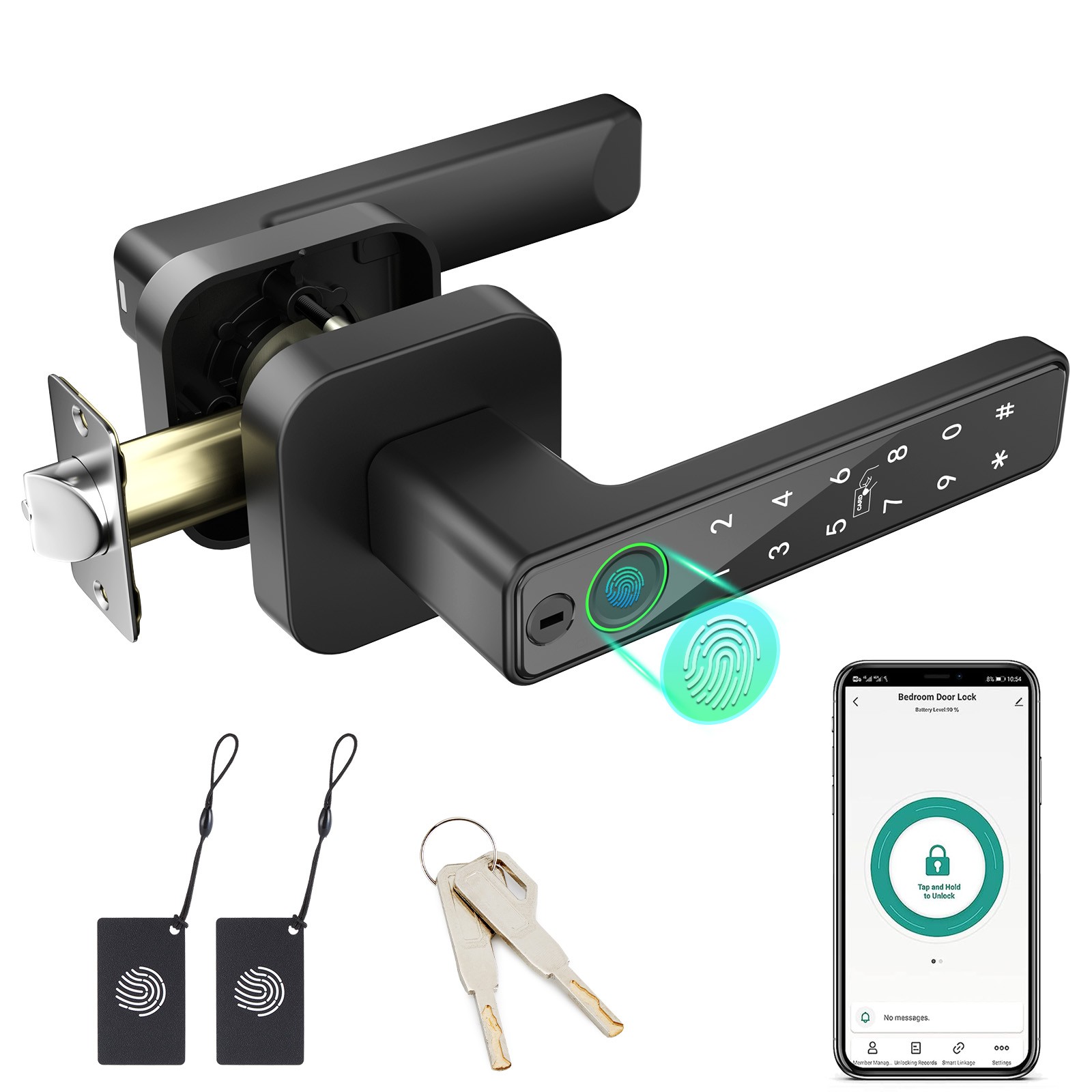 Smart Fingerprint Door Lock Keyless Entry with APP IC Card Code Key Biometric gallery