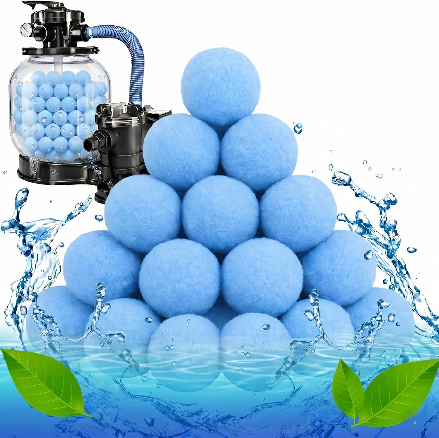 3 Lbs Pool Filter Balls for Sand Filter, Reusable Pool Fiber Filter Balls Replac gallery