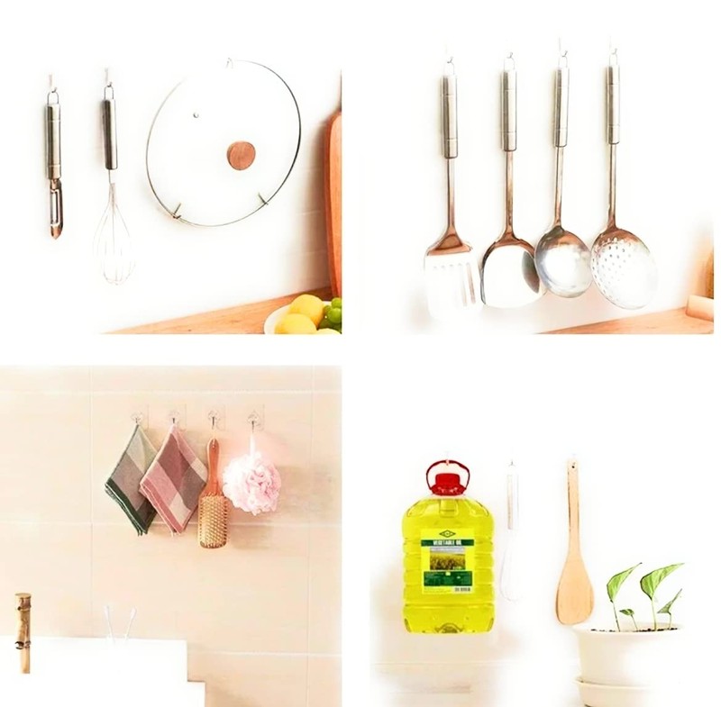 33lbs Adhesive Hooks for Hanging on Wall or Ceiling, Heavy Duty, Clear, Damag... gallery