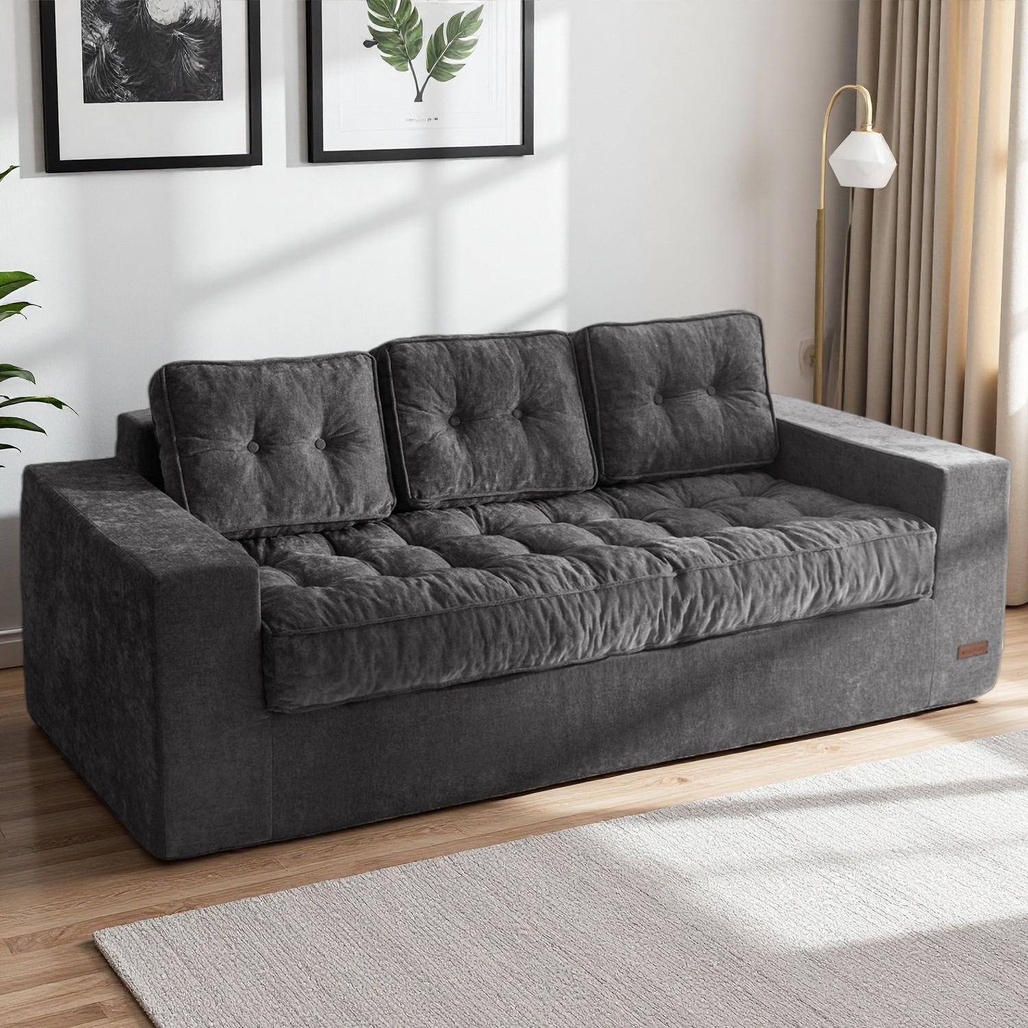 MAXYOYO 3 Seater Boneless Couch,Chenille Comfy Sofa with Extra Deep Seats gallery