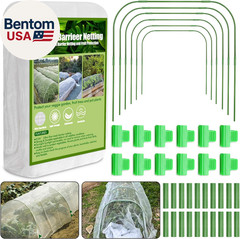 67Pcs Garden Mesh Netting Kit,6 Sets Wide Garden Hoops with 10X20 Ft Garden Cove