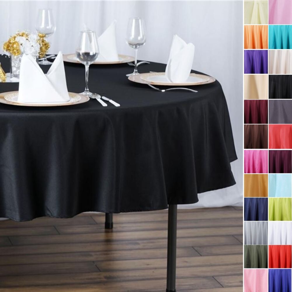 90-Inch Polyester Round Tablecloth Decoration Supplies Dinner Wedding Linens gallery