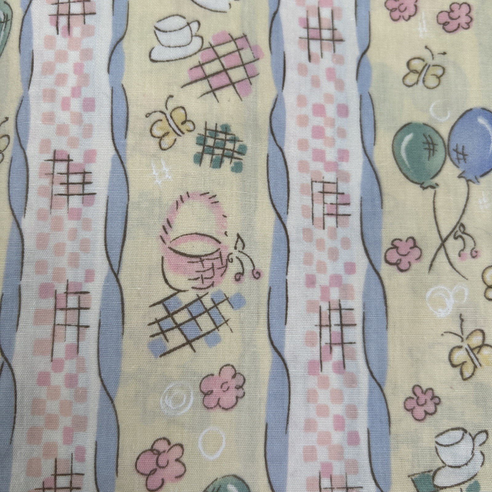 Picnic Spring Theme Balloons Fabric 2 Yards Yellow Green Blue gallery