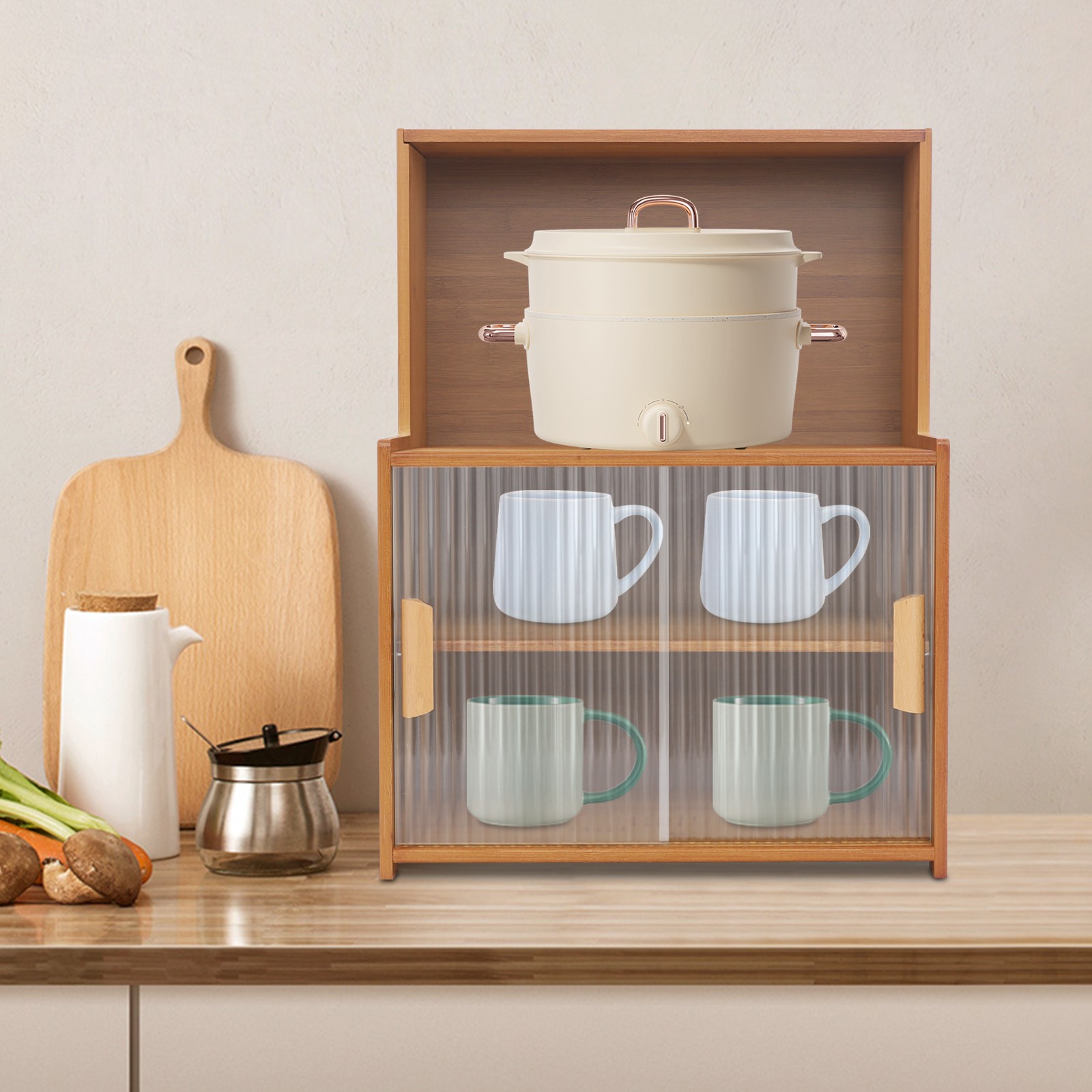 Kitchen Cabinet W/Sliding Doors Kitchen Storage Cabinet Adjustable Tier Height gallery