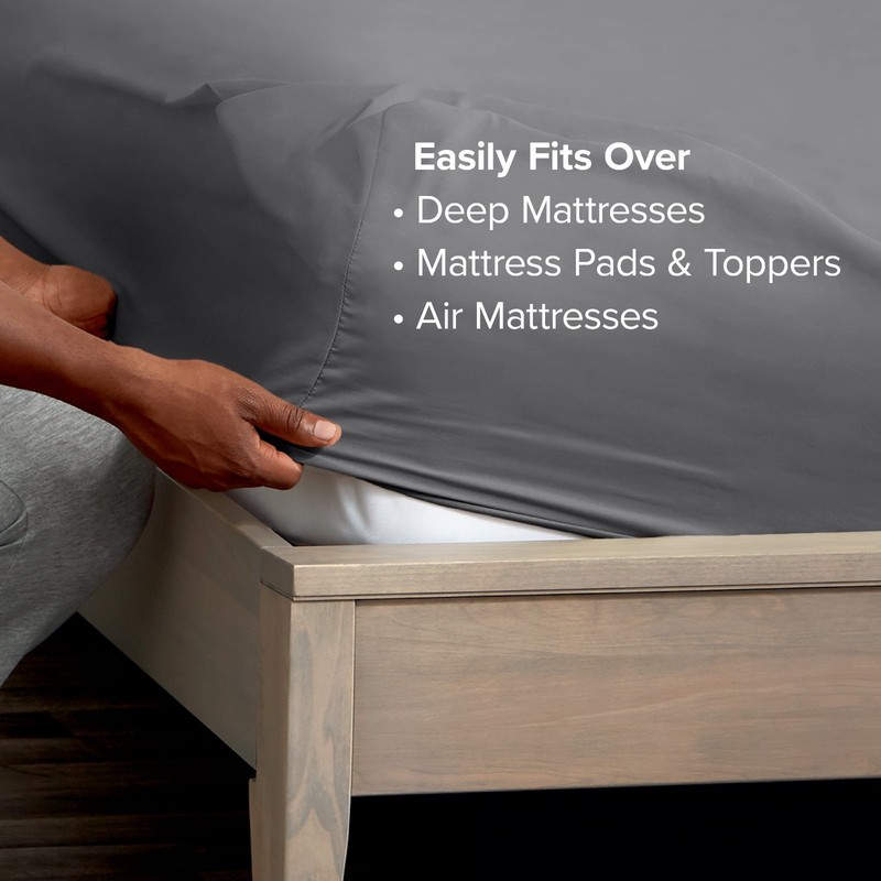 Bare Home 22" Deep Pocket Fitted Sheet - Premium 1800 Microfiber gallery