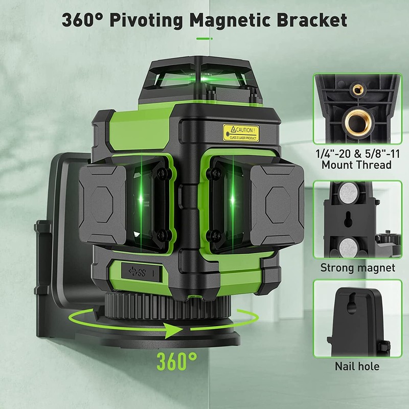 3D Self-Leveling Cross Line Laser Level 45M Three-Plane Leveling Tool HM03CG gallery