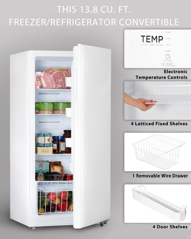 13.8 cu ft Upright Freezer /Refrigerator Conversion Frost Free Kitchen White New gallery