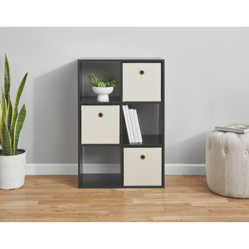 Mainstays 6-Cube Black Storage Organizer, Bookshelf, Shelves gallery