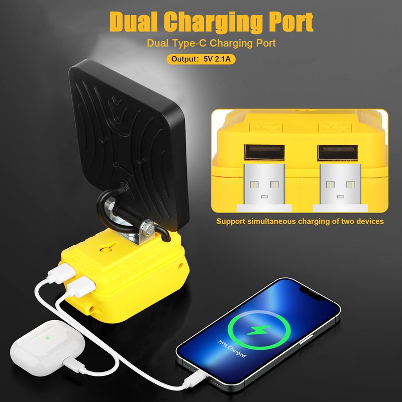 2 Pack 60W LED Work Light Flashlight for De walt 20V Battery 6000LM gallery